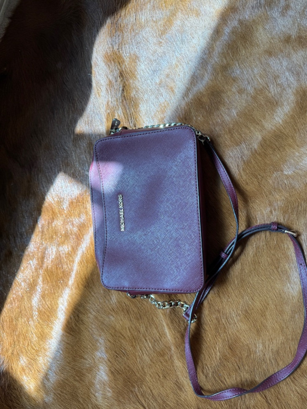 Michael Kors Plum Crossbody Bag with Gold Hardware